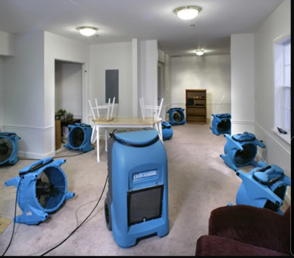 Air movers and dehumidifier setup for Water Damage Restoration in Chandler