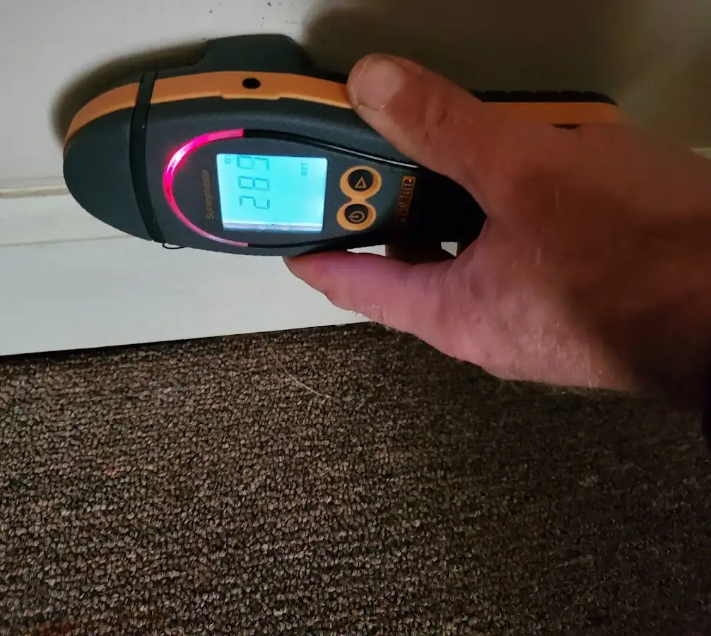 Moisture detection at baseboard during Burst Pipe Cleanup in Chandler